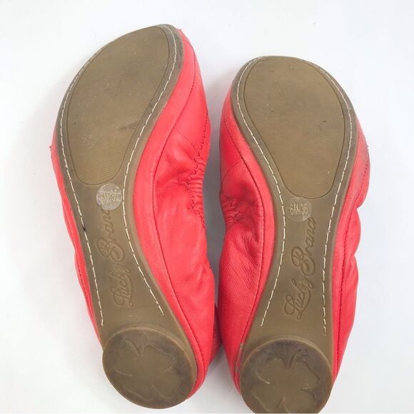Lucky Brand Emmie Red Leather Elastic Side Ballet Flats - Picture 9 of 15